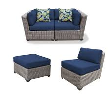 Home Squareset Of 3 Patio Wicker Loveseat And Chair With Ottoman In Navy Dailymail