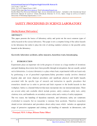 Pdf Safety Procedures In Science Laboratory
