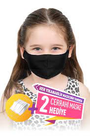 Maske 100 Pamuk Cocuk Siyah Maskeler Siyah Pamuk