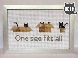 Cross stitch and embroidery patterns to download come in a range of beautiful styles. Cat Cross Stitch Kit One Size Fits All Cardboard Box Black Cat In 2021 Cat Cross Stitch Pattern Cat Cross Stitch Cat Cross Stitches