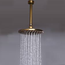 The delta rain shower head may not be quite as fancy as others, but it will keep you clean and definitely gives you the effect of gentle rain. Antique Brass Shower Faucet Ceiling Mount Rain Shower Head