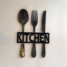 Kitchen Metal Sign Knife Fork And Spoon Wall Decor Metal Kitchen Decor Themes Kitchen Wall Decor Kitchen Decor