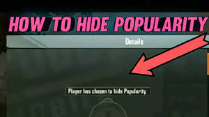 How To Hide Popularity In Pubg Mobile Secret Trick To Hide Popularity In Pubgm Youtube