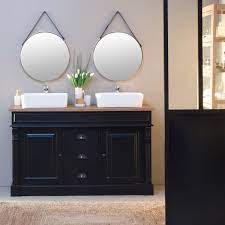 Maybe you would like to learn more about one of these? Meuble Salle De Bain Bois Massif Noir Et Cire 2 Vasques 2 Portes 3 Tiroirs Made In Meubles
