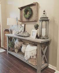 A solid, handmade console table in a farmhouse style. Diy Farmhouse Console Table