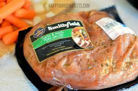 Place the baby potatoes, carrots, onion, garlic cloves, and mushrooms in the slow cooker. Slow Cooker Meal Garlic Herb Pork Sirloin With Red Potatoes And Carrots Happy Hour Projects