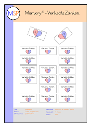 Memory Verliebte Zahlen Unterrichtsmaterial Im Fach Mathematik In 2020 Lehrer Planer Verliebt Mathematik