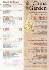 China Garden Heybridge Original Menus Reviews And Prices