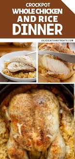 Crock Pot Whole Chicken And Rice Dinner Crockpot Whole Chicken Recipes Chicken Crockpot Recipes Stuffed Whole Chicken