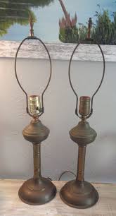 Vintage Pair 2 Copper And Brass Table Lamps High Patina C Brass Table Lamps Brass Table Copper And Brass
