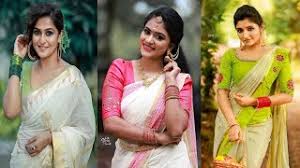 You may regularly find kerala sarees in pastel shades. How To Style Kerala Kasavu Sarees White Saree Blouse Ideas Top Kerala Saree Blouse Designs Youtube