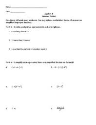 However, depending on your school, you might learn algebra one concepts even in grade 7 and 8. Algebra 1 Summer Packet With Answer Key By Algebra All Around