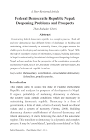 Pdf Federal Democratic Republic Nepal Deepening Problems And Prospects