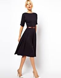 Asos Asos Midi Dress With Full Skirt And Belt At Asos Asos Dress Midi Dresses For Work Fashion