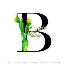 Alphabet Letter B With Watercolor Cactus And Leaves Background Watercolor Color Floral Png And Vector With Transparent Background For Free Download Lettering Alphabet Watercolor Cactus Letter B