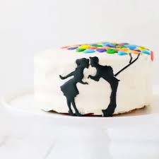 The cake is a 9 sour cream chocolate cake with buttercream filling and light blue buttercream frosting. Up Inspired Anniversary Cake Cook Craft Love