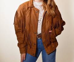 1980s Authentic Vintage Soft Chestnut Brown Leather Fringe Western Style Bomber Jacket Coat Fringe Leather Jacket Brown Leather Bomber Jacket Vintage Jacket