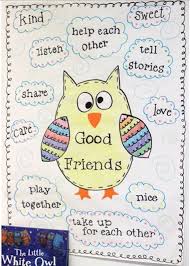 Kindergarten Anchor Chart What Is A Friend 519391769526705766 Kindergarten Anchor Charts Teaching Kindergarten Owl Theme Classroom