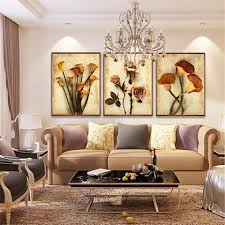 Ready to hang on wall. 3 Piece Set Frameless Flower Canvas Oil Wall Paintings