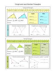 Included angle of the other triangle. Congruent And Similar Triangles Notes Worksheet