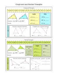What can you conclude about two triangles if you know two pairs of corresponding angles. Congruent And Similar Triangles Notes Worksheet