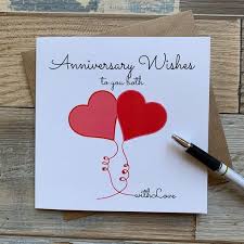 This is a chart card that is made of candies. Anniversary Wishes To You Both Love Hearts Design Etsy In 2021 Anniversary Cards Handmade Happy Anniversary Cards Anniversary Cards For Couple