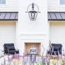 Maybe you would like to learn more about one of these? Stucco Colonial With White Brick Design Decor Photos Pictures Ideas Inspiration Brick Outdoor Fireplace White Brick Outdoor Fireplace Backyard Fireplace