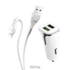 Hoco Z31 Universe Double Port Qc3 0 Car Charger Set Lightning White