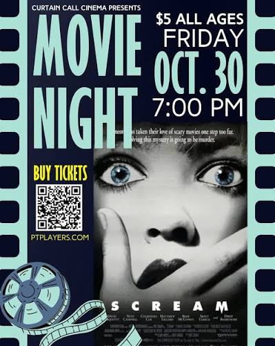 JOIN US for our Scary Movie Night: Scream (1996) Wednesday, October 28th in  the Midtown Student Center Theater!! Doors open at 8PM and the movie starts  at 8:30PM!! Come in your SCARIEST