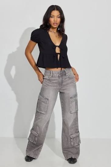 Garage Clothing Wide Leg Cargo Jeans