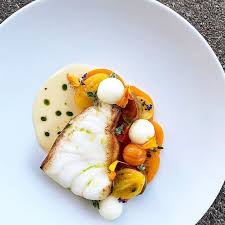 Brown Butter Roasted Cod Warm Heirloom Tomatoes Flowering Herbs Pickled White Melon Beurre Blanc Dill And Basil Oil Dish By Bistro Food Food Recipes