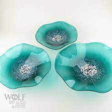 Made To Order Blown Glass Wall Art Poppy Flower Teal Turquoise Glass Sculpture Wall Platter Blown Glass Wall Art Glass Blowing Glass Wall Art