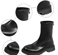 GHSOHS Boots for Women Women's Mid Calf Boots Ankle Booties Shoes Rain  Boots Women Leather Round Toe High Heel Shiny Soft Leather Zipper Mid Calf  ...