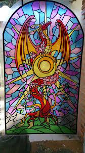 Vidriera Dragon Twin Flame Art Mosaic Art Flame Art