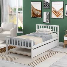Twin canopy beds are perfect for children that would like a little frill, a little lace, and a little fantasy. Twin Platform Bed Frame With Trundle Bed Yofe Kids Twin Bed Frame With Headboard Pine Kids Twin Bed Frame For Boys Girls Twin Size Bed Frame For Bedroom Dorms 79 5 L 42