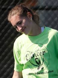 Lafayette Jeff senior Elise Medrano tennis t-shirt aids Karen Kings