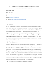 Without the solid foundation of a good literature review, it is difficult to make a strong research proposal. Pdf How To Write A Literature Review In A Proposal Thesis A Conversation With A Purpose