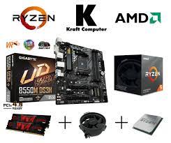 Fabricated on tsmc's 7 nm process in addition to the x4 lanes that are reserved for the chipset, the ryzen 5 3600 has x16 for a discrete graphics processor and x4 for storage (nvme. Kraft Computer Schmiede Pc Bundle Aufrustkit Amd Ryzen 5 3600 6x4 2ghz Gigabyte B550m Ds3h