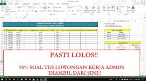 Tes tulis staff adm / bagian bagian pekerjaan di r. Soal Tes Lowongan Kerja Admin 1 Tes Excel Free Download Soal Penjelasan Youtube