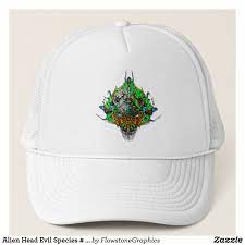 Alien Head Evil Species 44 Green Trucker Hat Zazzle Com Trucker Hat Hats Alien Head