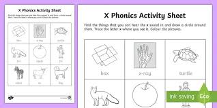 By following the letter x. X Phonics Worksheet Resource For First And Second Class