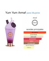 YUM YUM DE ARMAF Yum Yum de Armaf es una encantadora Eau de Parfum (EDP)  Spray creada exclusivamente para mujeres. Lanzada en 2024, esta fragancia  de 3.4 oz combina a la perfecci&oacute;n
