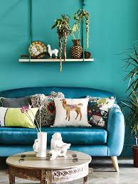 This Teal Blue Velvet Sofa And Teal Wall Create Great Layers Of Colour Click The Image To Read M Colorful Living Room Bright Living Room Colors Turquoise Room