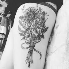 Black And White Floral Tattoo Isthisasweater Bouquet Tattoo Flower Bouquet Tattoo Wildflower Tattoo