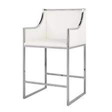 Chrome frame with chrome legs. Nickel White Leather Bar Chair Katzberry Home Decor