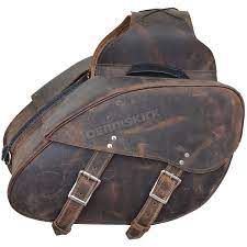 Unik International Black Antique Brown Original Leather Quick Release Saddlebags 9352 Zp Harley Motorcycle Goldwing Dennis Kirk