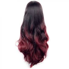 Be sure not to start dyeing too high, but rather begin coloring mid shaft or lower. Wiwigs Long Wavy Lady Wigs Black Brown Burgundy Dip Dye Ombre Hair Wiwigs