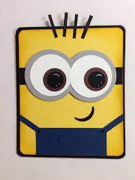 Cutting both layers of cardstock at the same time created a fun shape card. Pin By Rabia Tayfur On Cards Minion Card Kids Cards Punch Art Cards