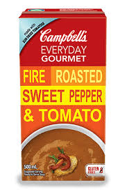 Water, carrots, tomato paste, seasoned chicken, rehydrated chickpeas, potatoes, red bell peppers, canola and/or soybean oil, spinach, modified corn starch, carrot juice concentrate. Home Campbell Company Of Canada