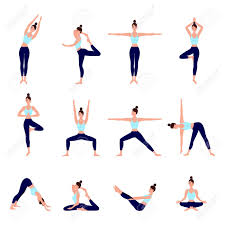 Set Of Yoga Postures Female Figures For Infographic Yoga Poses Royalty Free Cliparts Vectors And Stock Illustration Image 147016482